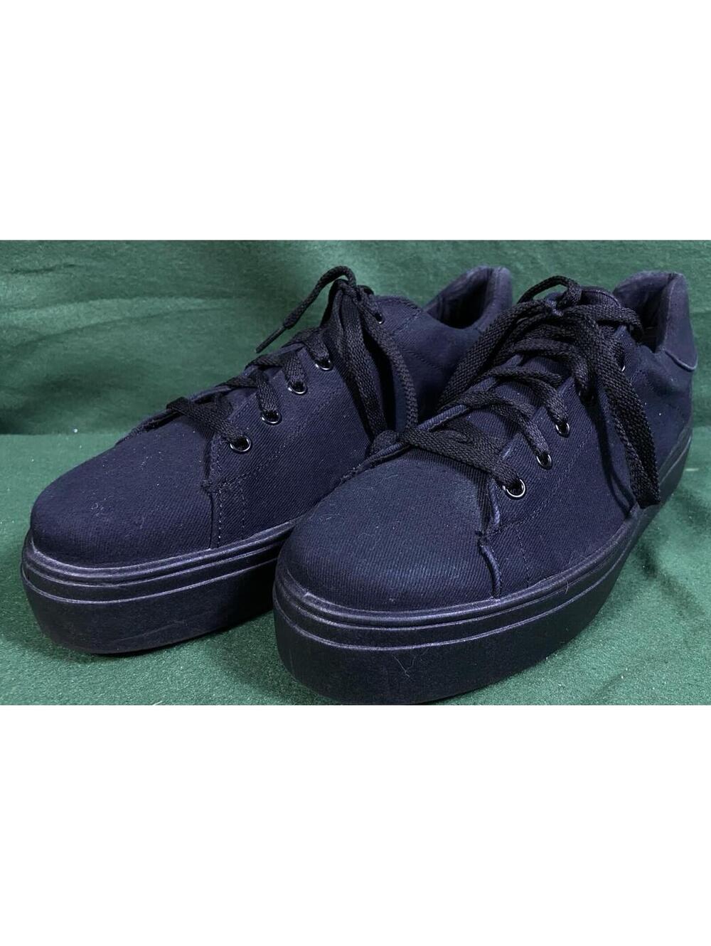 ASOS Platform Cotton Canvas Lace-up Sneakers EU 41 US 8 Black Made In Italy Work